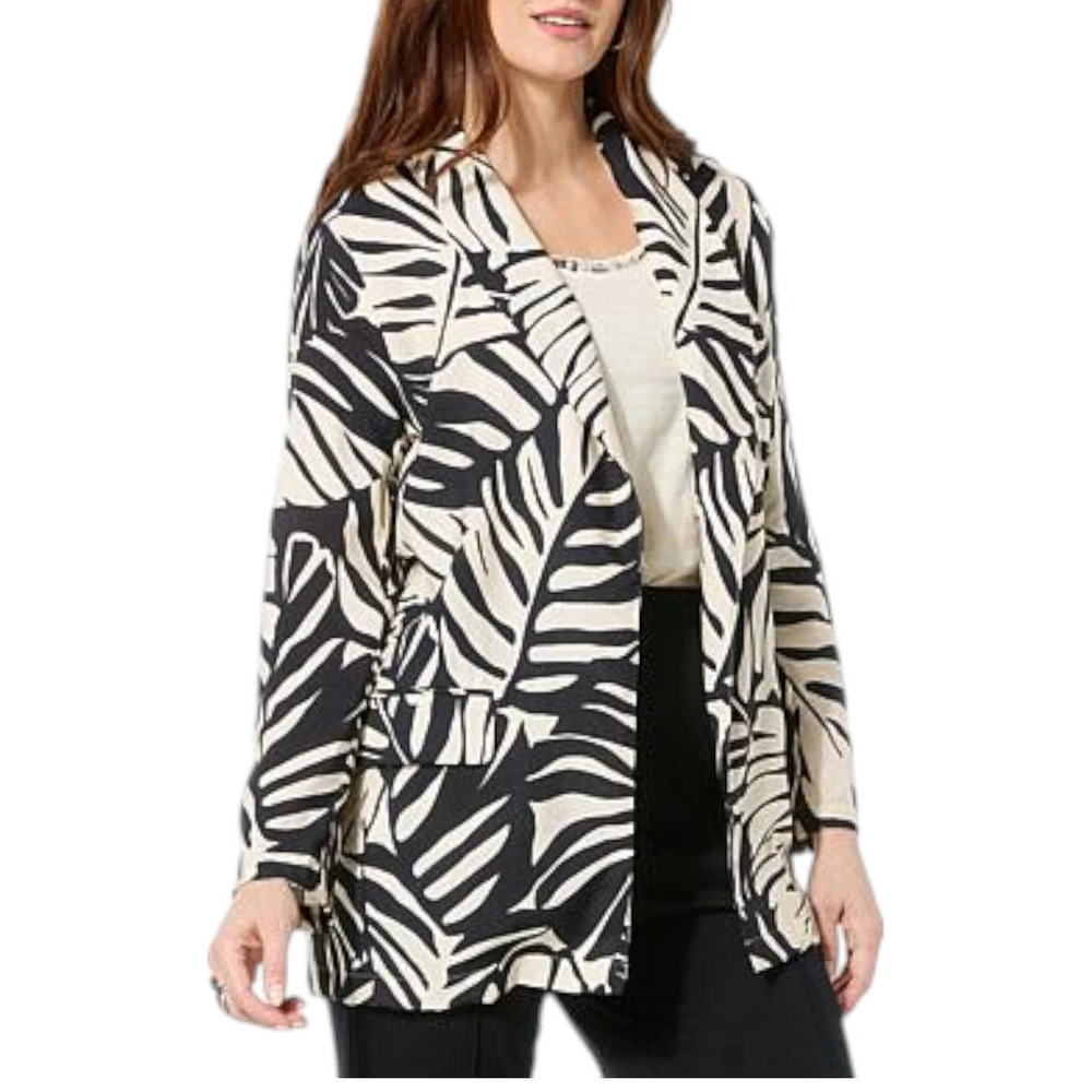 LB70 by Lloyd Boston Women's Passport Woven Blazer Black Palms - Regular